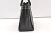 Authentic BURBERRY Vintage Leather Hand Bag Purse Black 1546K