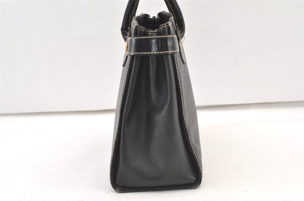 Authentic BURBERRY Vintage Leather Hand Bag Purse Black 1546K