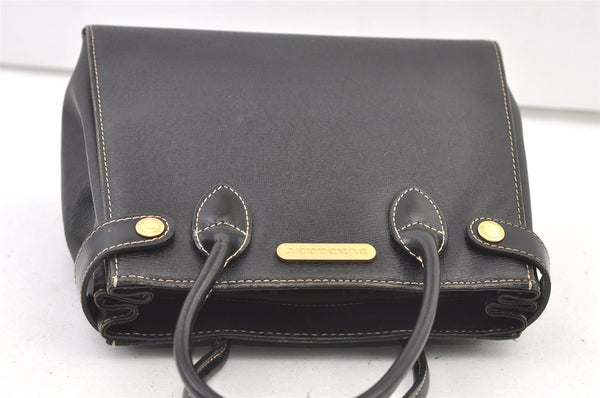 Authentic BURBERRY Vintage Leather Hand Bag Purse Black 1546K