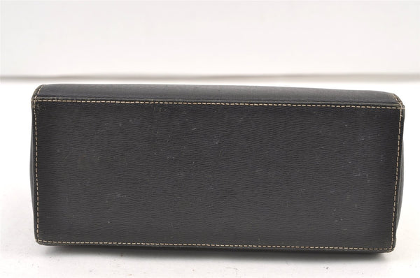 Authentic BURBERRY Vintage Leather Hand Bag Purse Black 1546K