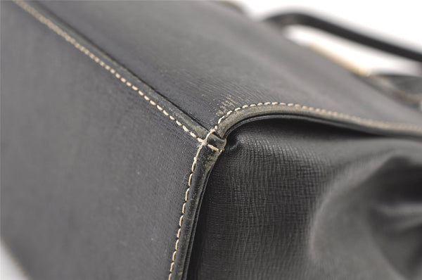 Authentic BURBERRY Vintage Leather Hand Bag Purse Black 1546K