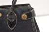 Authentic BURBERRY Vintage Leather Hand Bag Purse Black 1546K
