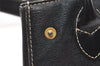Authentic BURBERRY Vintage Leather Hand Bag Purse Black 1546K