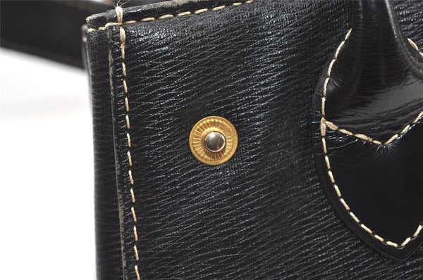 Authentic BURBERRY Vintage Leather Hand Bag Purse Black 1546K