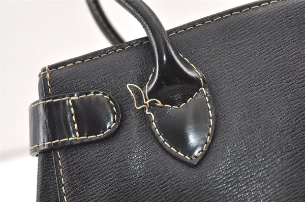 Authentic BURBERRY Vintage Leather Hand Bag Purse Black 1546K