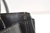 Authentic BURBERRY Vintage Leather Hand Bag Purse Black 1546K