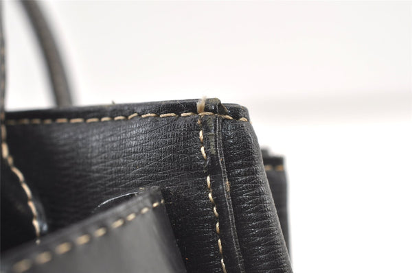 Authentic BURBERRY Vintage Leather Hand Bag Purse Black 1546K