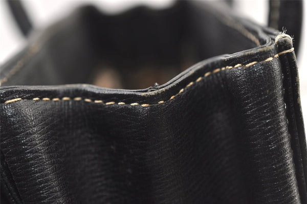 Authentic BURBERRY Vintage Leather Hand Bag Purse Black 1546K