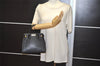 Authentic BURBERRY Vintage Leather Hand Bag Purse Black 1546K