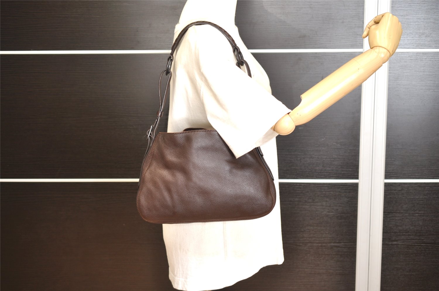 Authentic BOTTEGA VENETA Vintage Shoulder Tote Bag Purse Brown 1548K