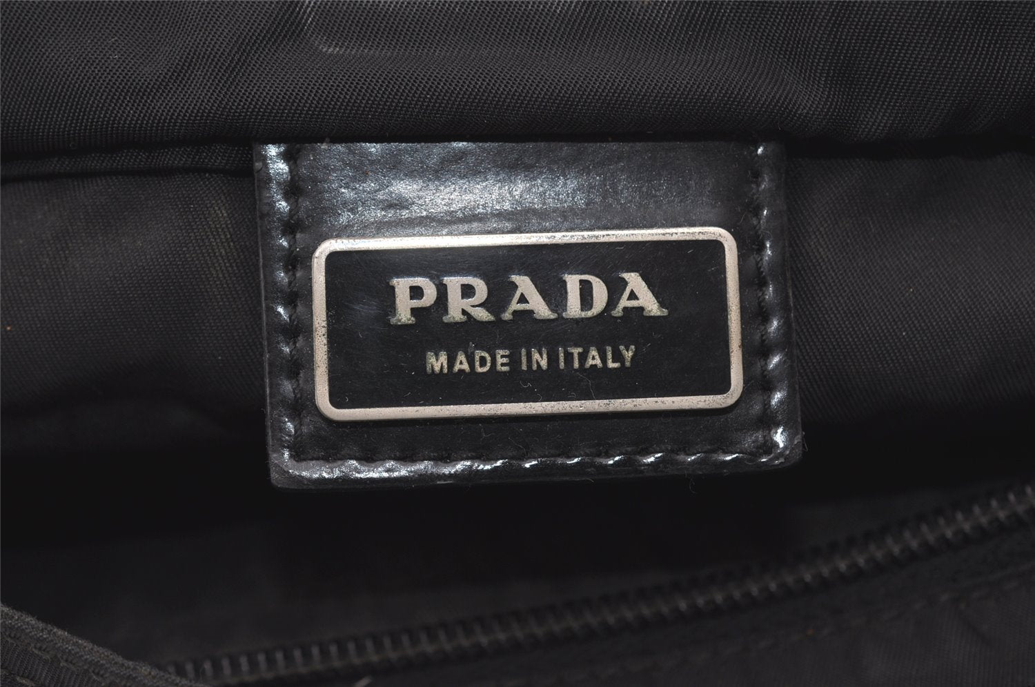 Authentic PRADA Nylon Tessuto Leather Shoulder Cross Body Bag Black 1549J