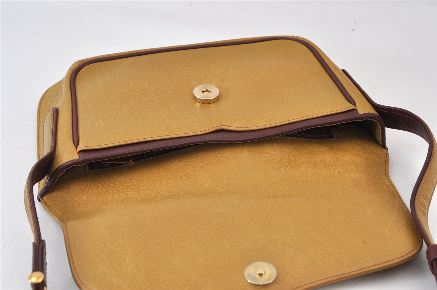 Authentic Cartier Must de Cartier Leather Shoulder Cross Body Bag Brown 1550K