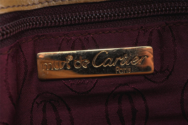 Authentic Cartier Must de Cartier Leather Shoulder Cross Body Bag Brown 1550K