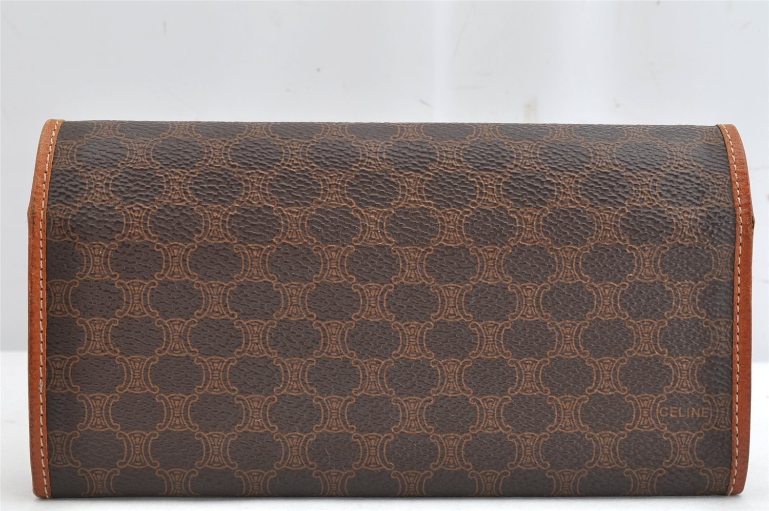 Authentic CELINE Macadam Blason Pattern Long Wallet PVC Leather Brown 1551K