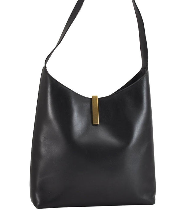 Authentic GUCCI Vintage Shoulder Bag Purse Leather Black 1552J