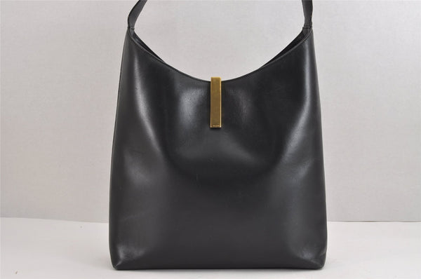 Authentic GUCCI Vintage Shoulder Bag Purse Leather Black 1552J