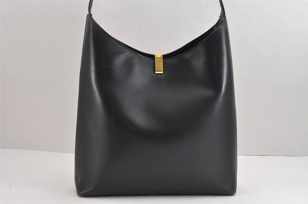 Authentic GUCCI Vintage Shoulder Bag Purse Leather Black 1552J