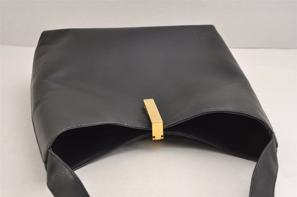 Authentic GUCCI Vintage Shoulder Bag Purse Leather Black 1552J