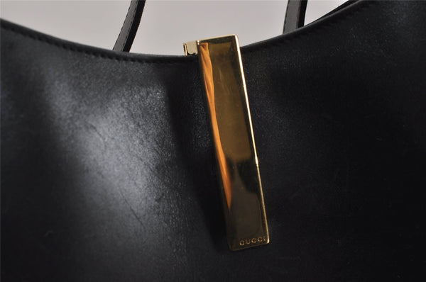 Authentic GUCCI Vintage Shoulder Bag Purse Leather Black 1552J