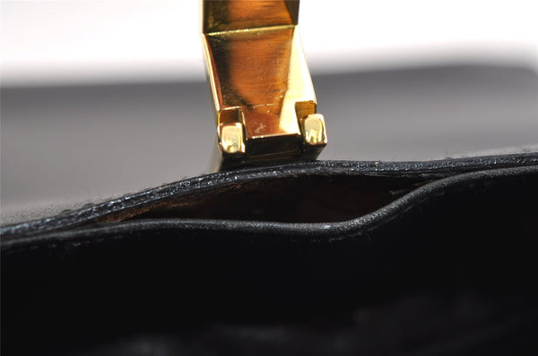 Authentic GUCCI Vintage Shoulder Bag Purse Leather Black 1552J