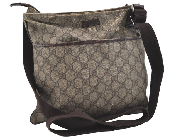 Authentic GUCCI Shoulder Cross Body Bag GG PVC Leather 141626 Brown 1553J