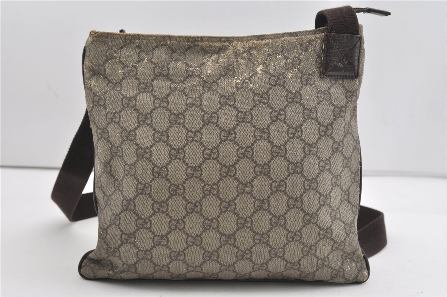 Authentic GUCCI Shoulder Cross Body Bag GG PVC Leather 141626 Brown 1553J
