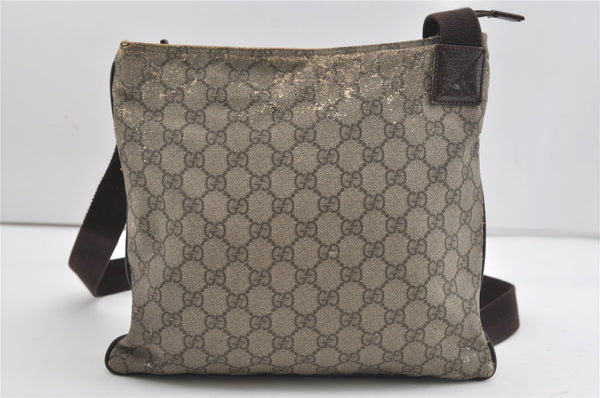 Authentic GUCCI Shoulder Cross Body Bag GG PVC Leather 141626 Brown 1553J