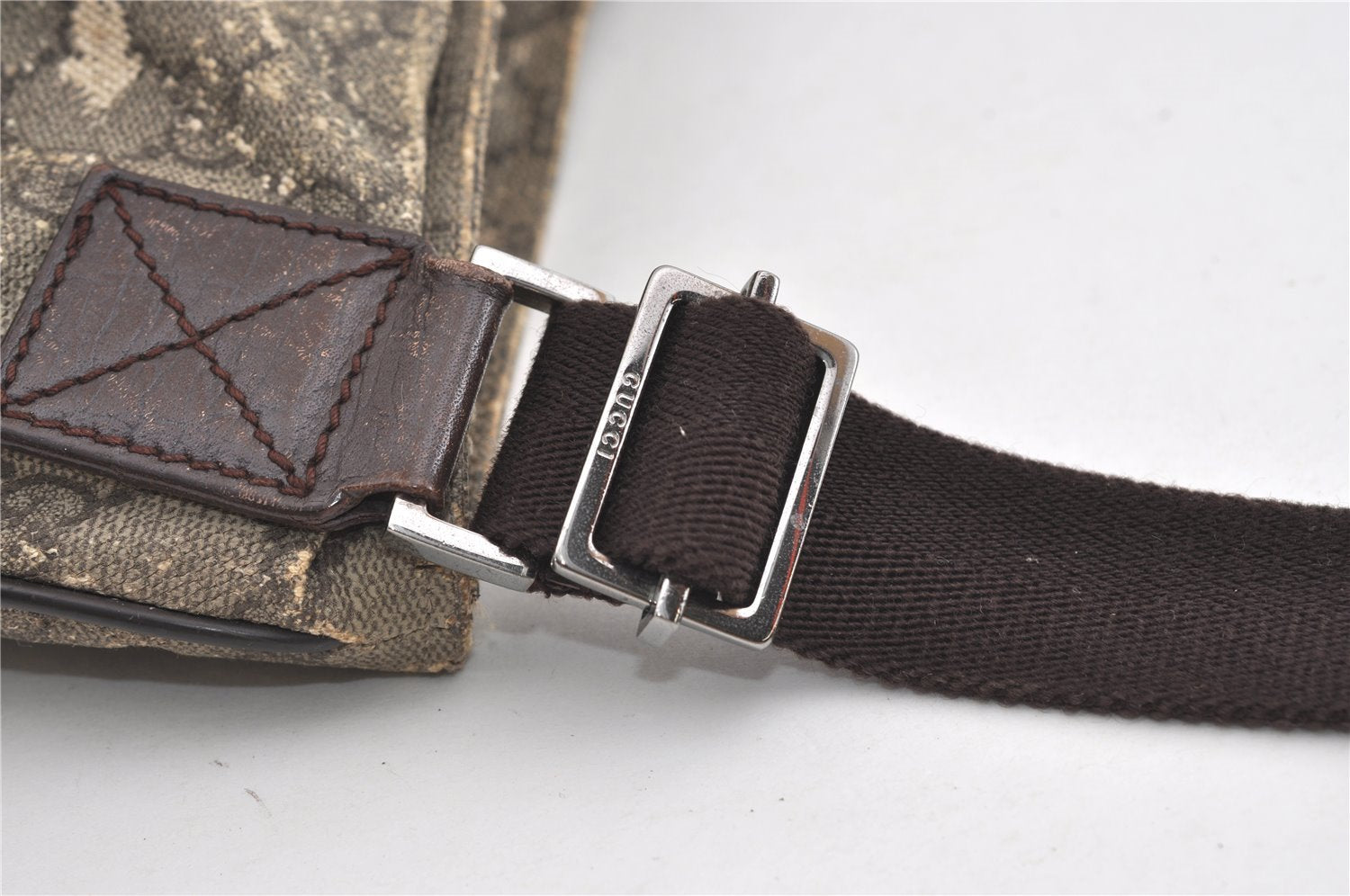 Authentic GUCCI Shoulder Cross Body Bag GG PVC Leather 141626 Brown 1553J