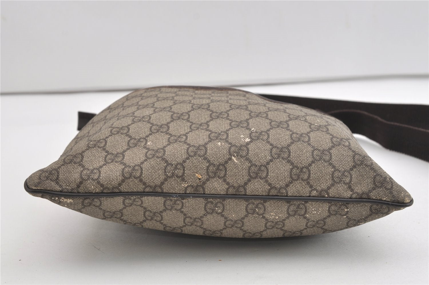 Authentic GUCCI Shoulder Cross Body Bag GG PVC Leather 141626 Brown 1553J