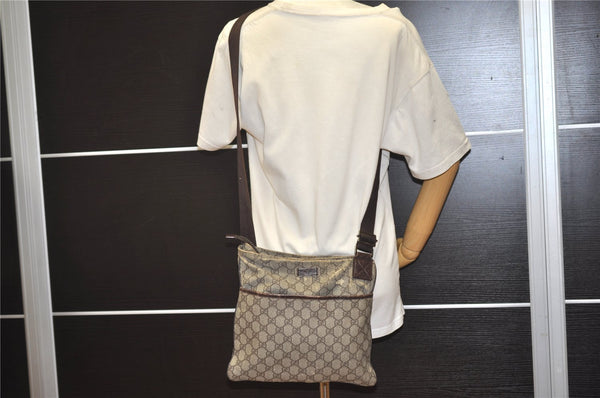 Authentic GUCCI Shoulder Cross Body Bag GG PVC Leather 141626 Brown 1553J