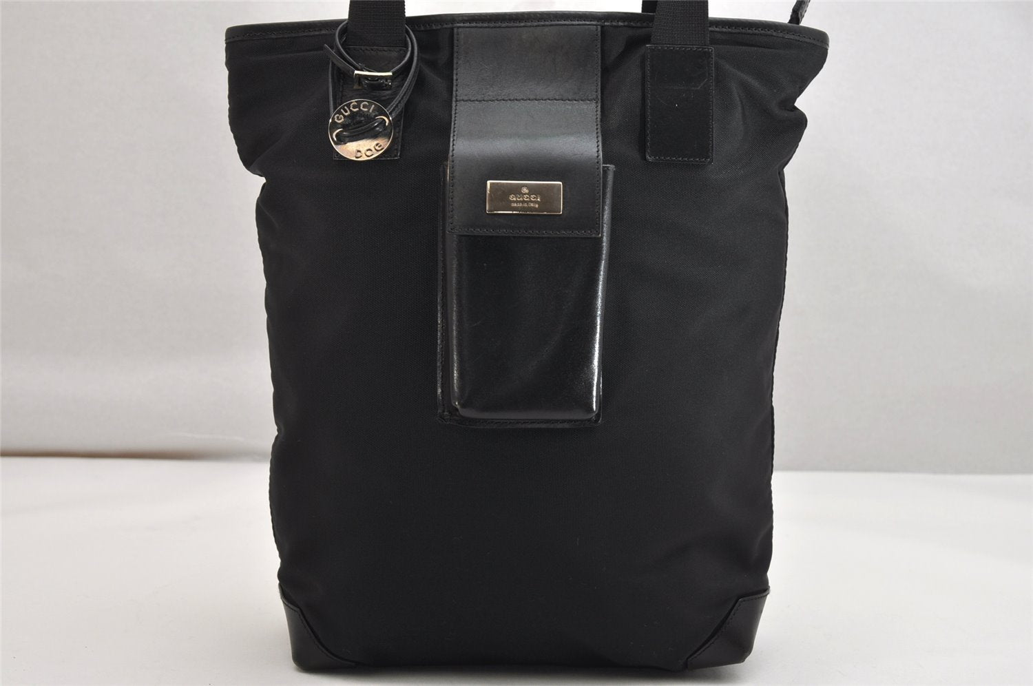 Authentic GUCCI Vintage Shoulder Tote Bag Nylon Leather 0190373 Black 1554K