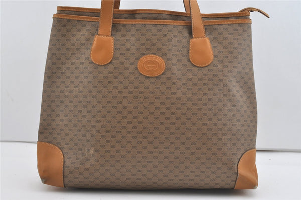 Authentic GUCCI Vintage Micro GG PVC Leather Shoulder Tote Bag Brown Junk 1555J
