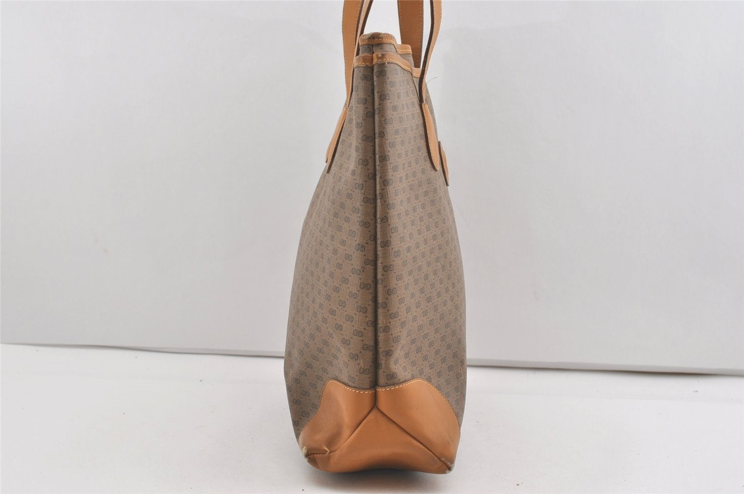 Authentic GUCCI Vintage Micro GG PVC Leather Shoulder Tote Bag Brown Junk 1555J