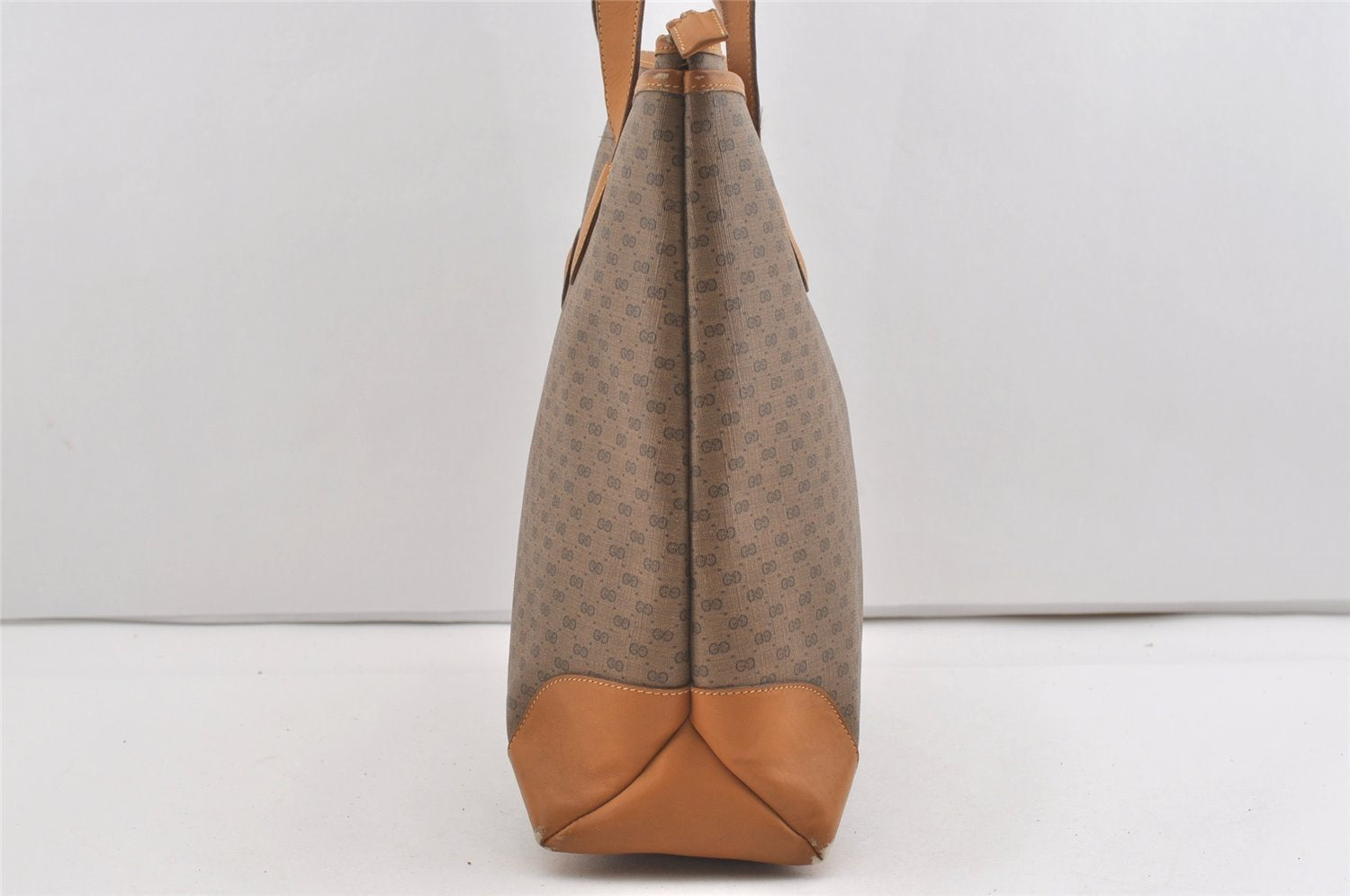 Authentic GUCCI Vintage Micro GG PVC Leather Shoulder Tote Bag Brown Junk 1555J