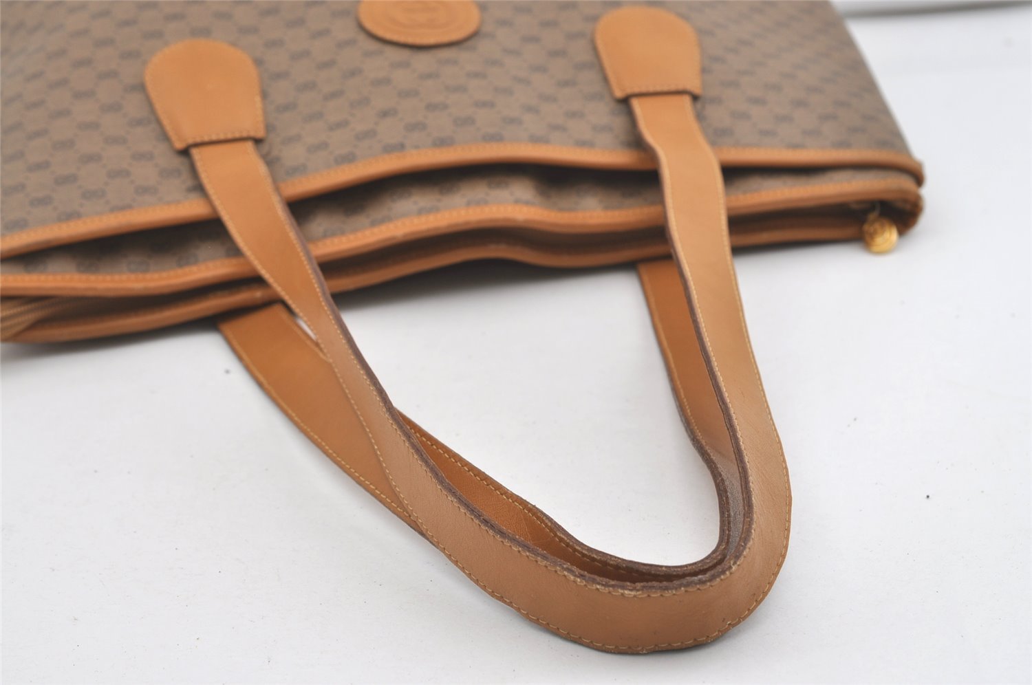 Authentic GUCCI Vintage Micro GG PVC Leather Shoulder Tote Bag Brown Junk 1555J