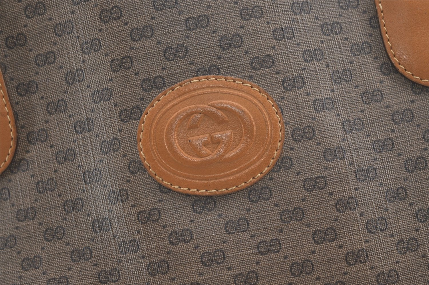 Authentic GUCCI Vintage Micro GG PVC Leather Shoulder Tote Bag Brown Junk 1555J