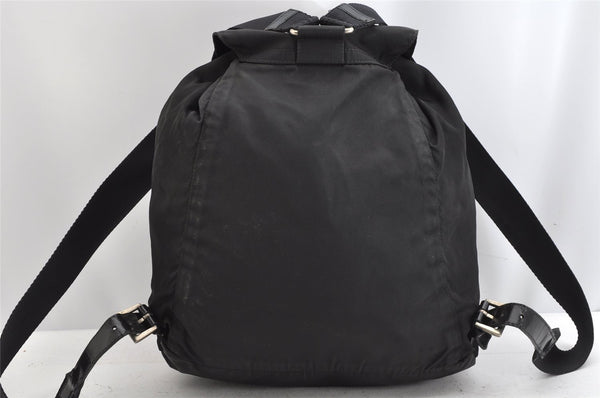 Authentic PRADA Vintage Nylon Leather Drawstring Backpack Black 1555K
