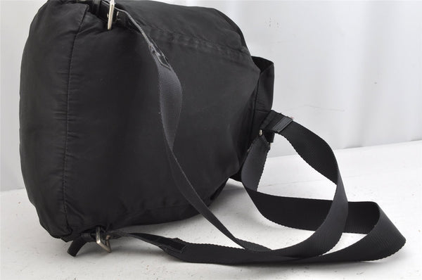 Authentic PRADA Vintage Nylon Leather Drawstring Backpack Black 1555K