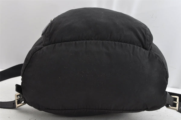 Authentic PRADA Vintage Nylon Leather Drawstring Backpack Black 1555K