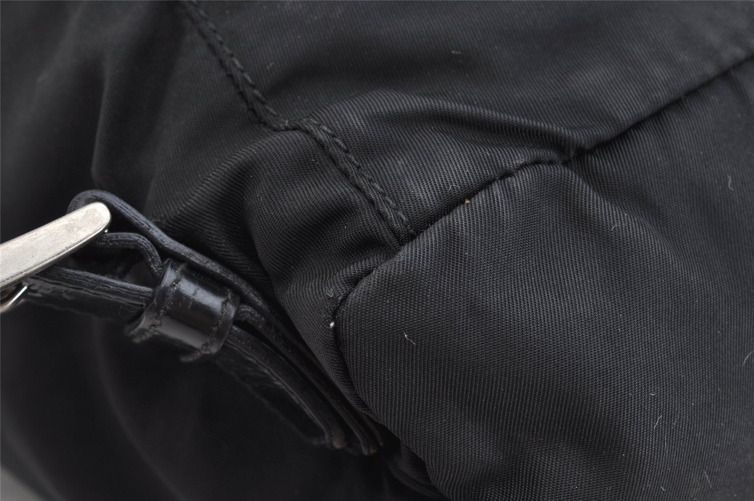 Authentic PRADA Vintage Nylon Leather Drawstring Backpack Black 1555K