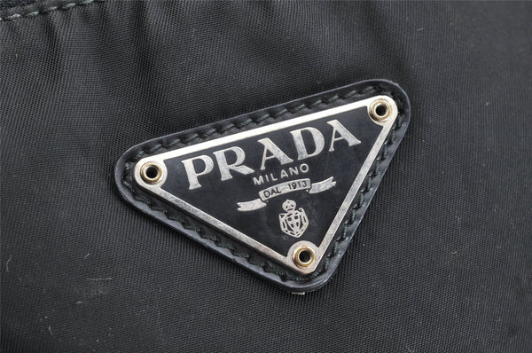 Authentic PRADA Vintage Nylon Leather Drawstring Backpack Black 1555K