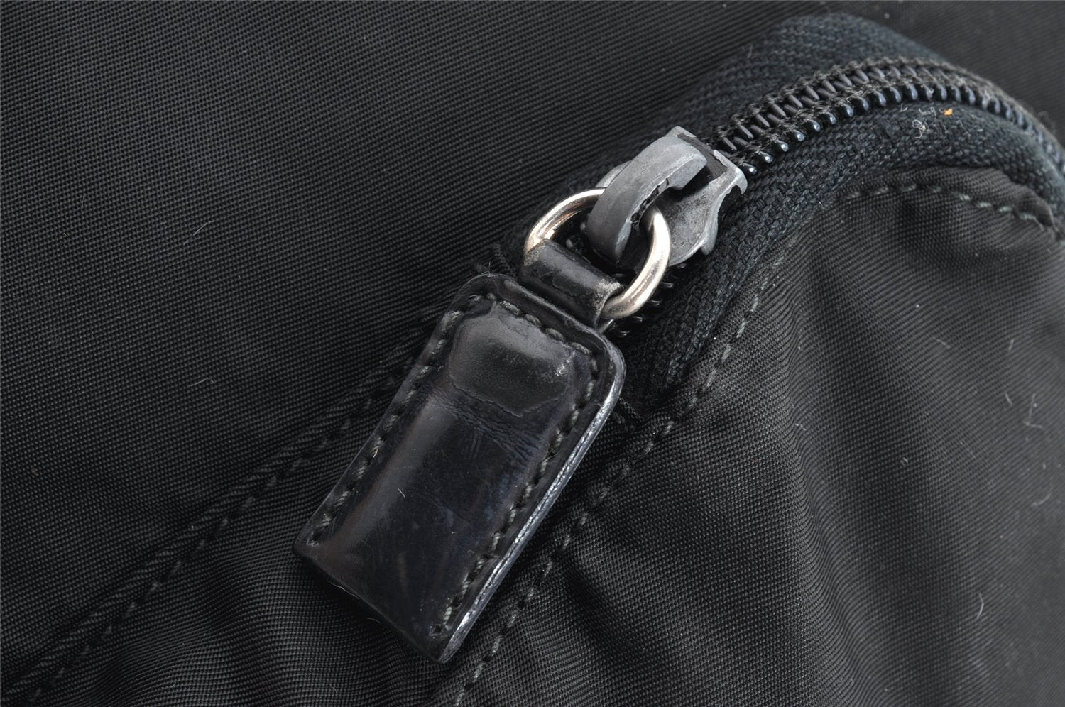 Authentic PRADA Vintage Nylon Leather Drawstring Backpack Black 1555K
