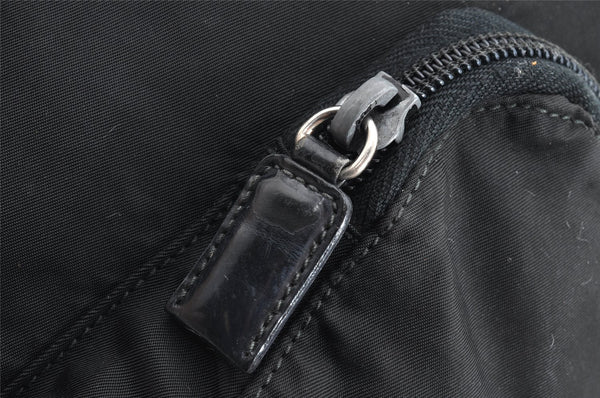 Authentic PRADA Vintage Nylon Leather Drawstring Backpack Black 1555K