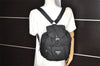 Authentic PRADA Vintage Nylon Leather Drawstring Backpack Black 1555K