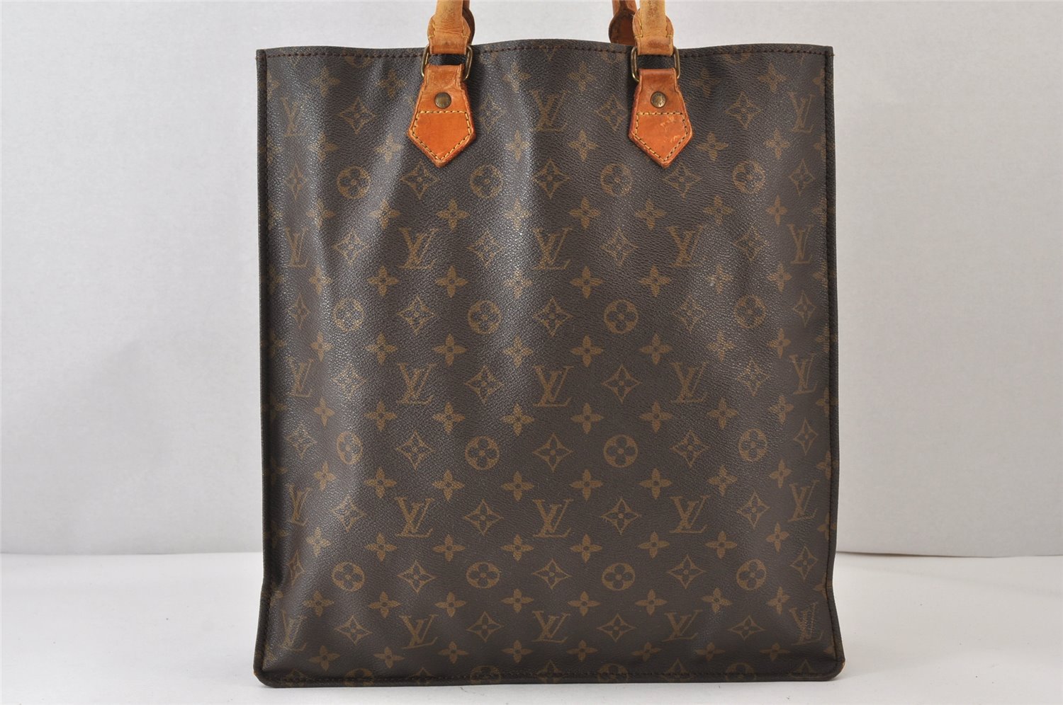 Authentic Louis Vuitton Monogram Sac Plat Hand Tote Bag Old Model LV 1556K