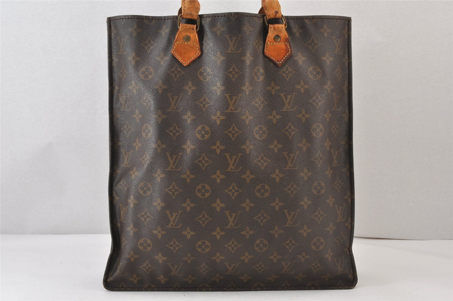 Authentic Louis Vuitton Monogram Sac Plat Hand Tote Bag Old Model LV 1556K