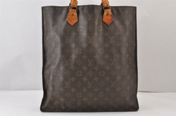 Authentic Louis Vuitton Monogram Sac Plat Hand Tote Bag Old Model LV 1556K