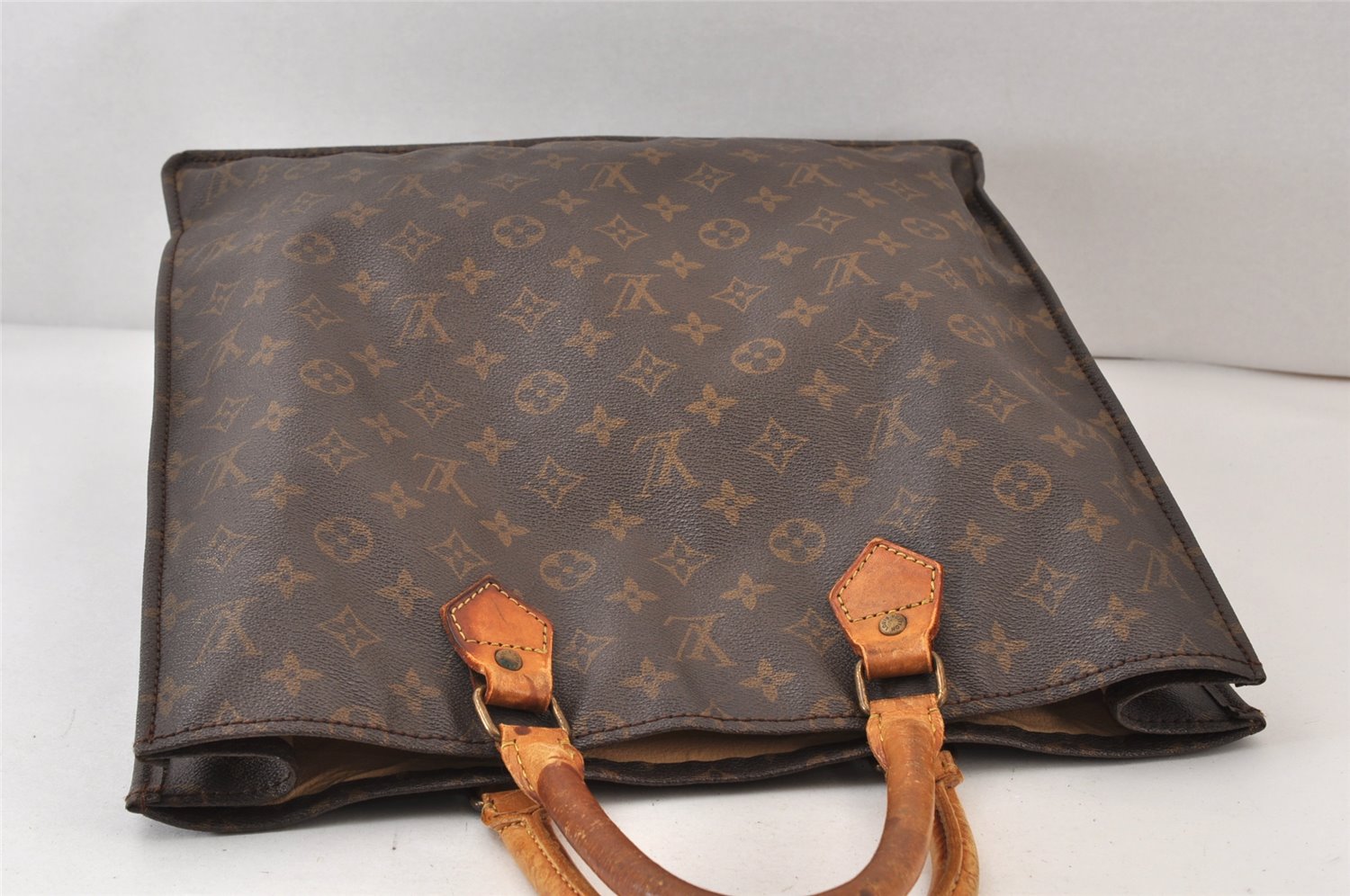 Authentic Louis Vuitton Monogram Sac Plat Hand Tote Bag Old Model LV 1556K