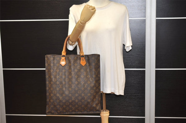 Authentic Louis Vuitton Monogram Sac Plat Hand Tote Bag Old Model LV 1556K
