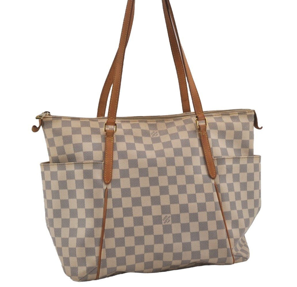 Authentic Louis Vuitton Damier Azur Totally MM Tote Bag N51262 LV 1558J